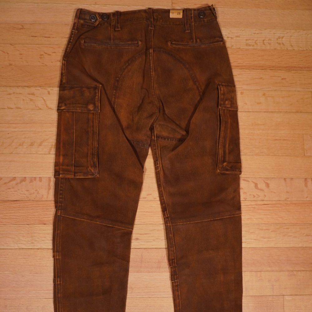 RRL Double RL Ralph Lauren Skinny Leather Cargo Pant Brown Leather 26 Brand New - Picture 12 of 16